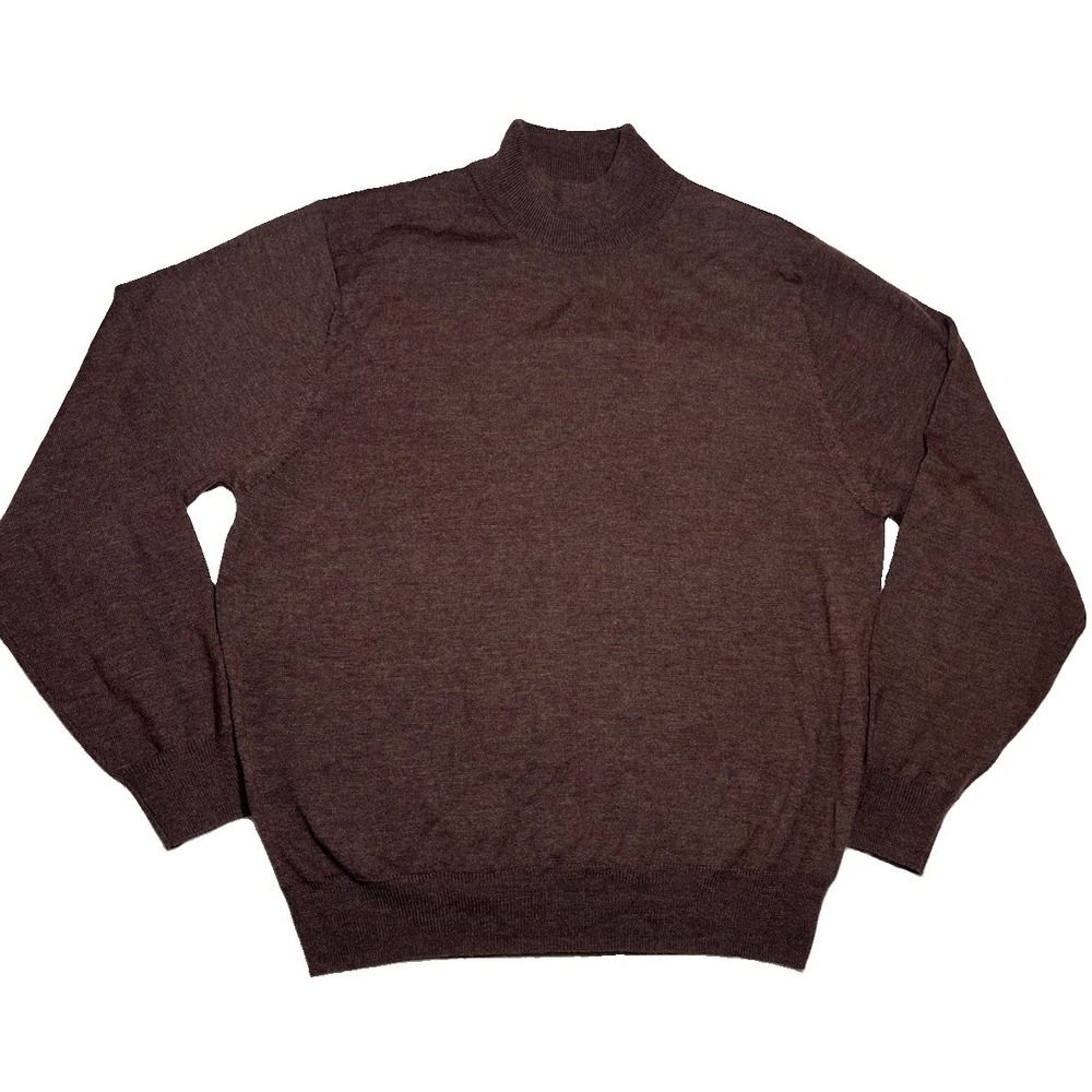 Joseph A. Banks Men's Med Brown 100% Merino Wool Crew Neck Long Sleeve Sweater